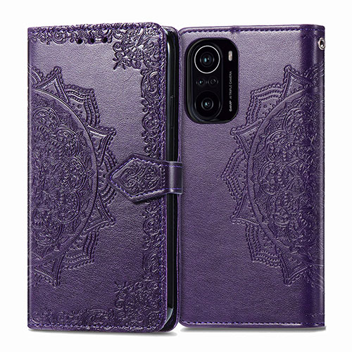 Leather Case Stands Fashionable Pattern Flip Cover Holder for Xiaomi Mi 11i 5G Purple