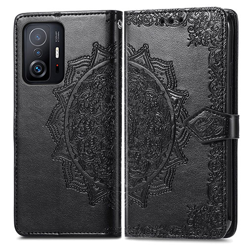 Leather Case Stands Fashionable Pattern Flip Cover Holder for Xiaomi Mi 11T 5G Black