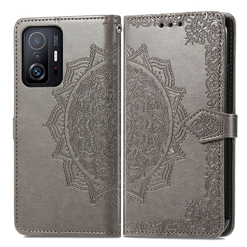 Leather Case Stands Fashionable Pattern Flip Cover Holder for Xiaomi Mi 11T 5G Gray