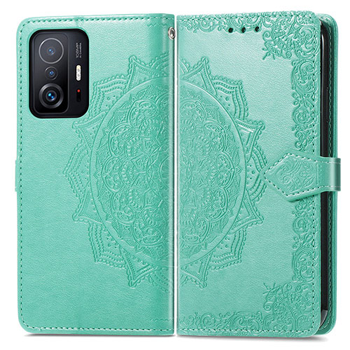 Leather Case Stands Fashionable Pattern Flip Cover Holder for Xiaomi Mi 11T 5G Green