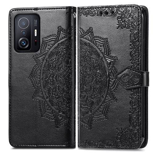 Leather Case Stands Fashionable Pattern Flip Cover Holder for Xiaomi Mi 11T Pro 5G Black