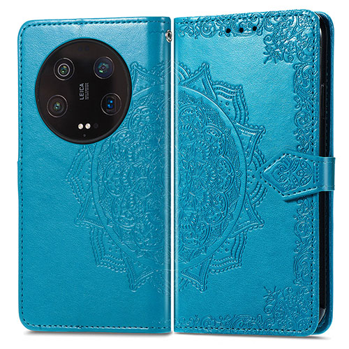 Leather Case Stands Fashionable Pattern Flip Cover Holder for Xiaomi Mi 13 Ultra 5G Blue