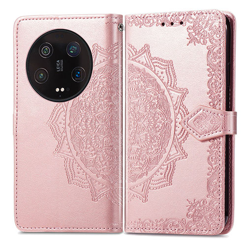 Leather Case Stands Fashionable Pattern Flip Cover Holder for Xiaomi Mi 13 Ultra 5G Rose Gold