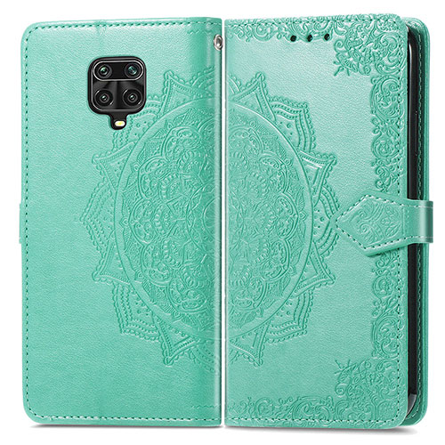 Leather Case Stands Fashionable Pattern Flip Cover Holder for Xiaomi Poco M2 Pro Green