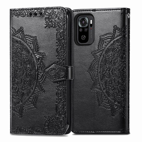 Leather Case Stands Fashionable Pattern Flip Cover Holder for Xiaomi Poco M5S Black