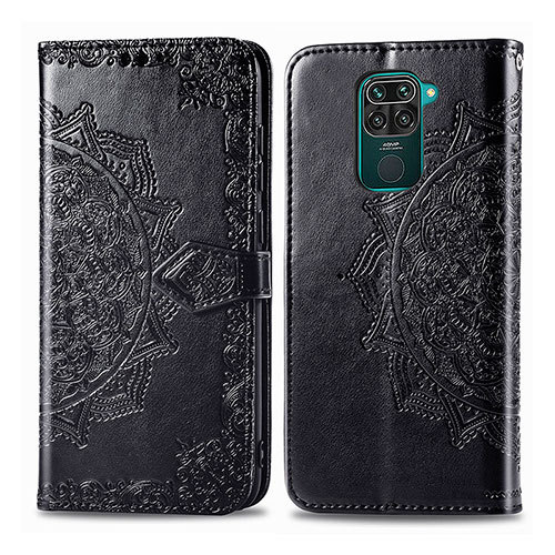 Leather Case Stands Fashionable Pattern Flip Cover Holder for Xiaomi Redmi 10X 4G Black