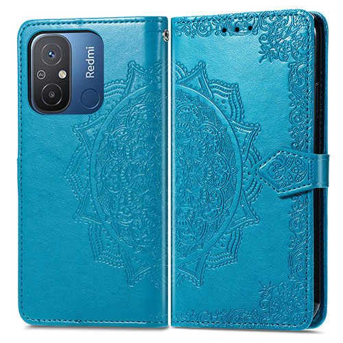 Leather Case Stands Fashionable Pattern Flip Cover Holder for Xiaomi Redmi 11A 4G Blue