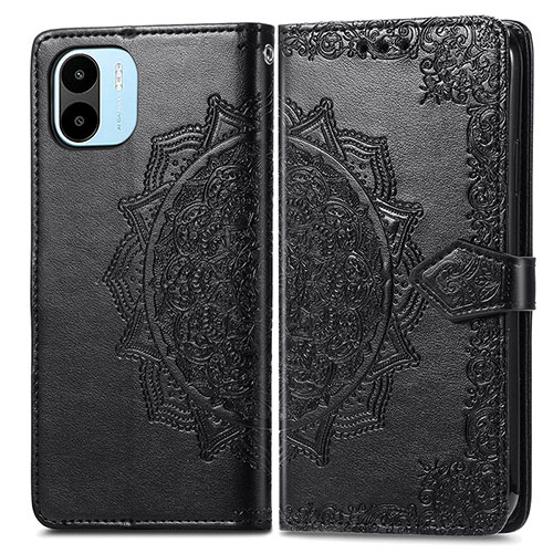 Leather Case Stands Fashionable Pattern Flip Cover Holder for Xiaomi Redmi A1 Black