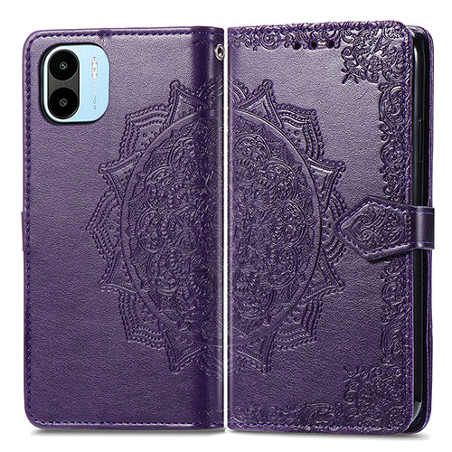 Leather Case Stands Fashionable Pattern Flip Cover Holder for Xiaomi Redmi A1 Purple