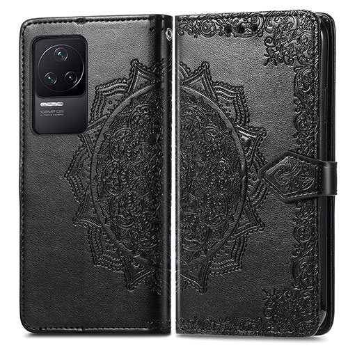 Leather Case Stands Fashionable Pattern Flip Cover Holder for Xiaomi Redmi K50 5G Black