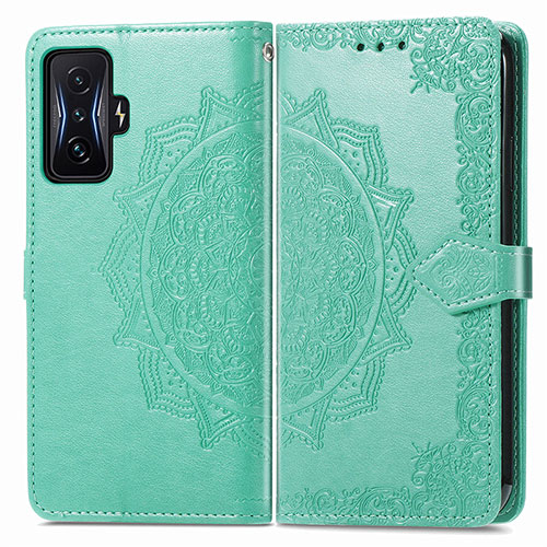 Leather Case Stands Fashionable Pattern Flip Cover Holder for Xiaomi Redmi K50 Gaming 5G Green