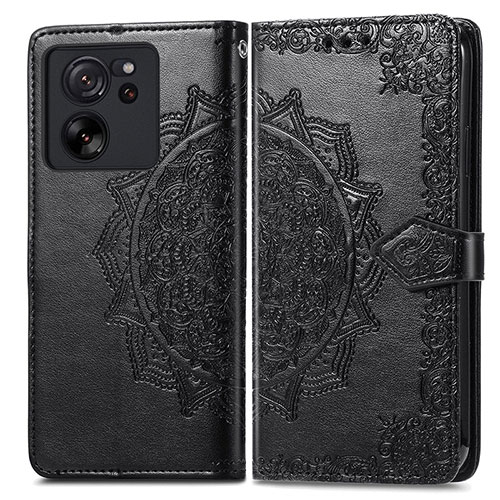 Leather Case Stands Fashionable Pattern Flip Cover Holder for Xiaomi Redmi K60 Ultra 5G Black