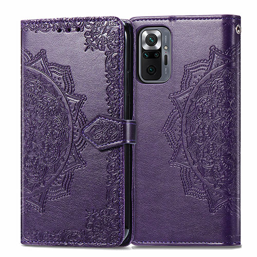 Leather Case Stands Fashionable Pattern Flip Cover Holder for Xiaomi Redmi Note 10 Pro 4G Purple