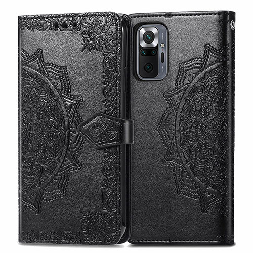 Leather Case Stands Fashionable Pattern Flip Cover Holder for Xiaomi Redmi Note 10 Pro Max Black