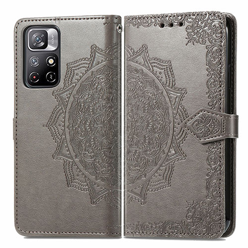 Leather Case Stands Fashionable Pattern Flip Cover Holder for Xiaomi Redmi Note 11 5G Gray