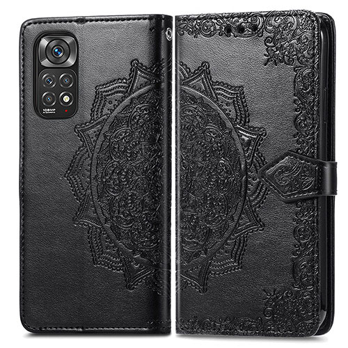 Leather Case Stands Fashionable Pattern Flip Cover Holder for Xiaomi Redmi Note 11 Pro 5G Black