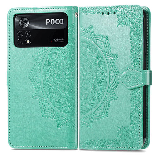 Leather Case Stands Fashionable Pattern Flip Cover Holder for Xiaomi Redmi Note 11E Pro 5G Green