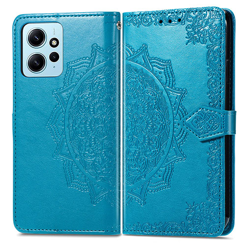 Leather Case Stands Fashionable Pattern Flip Cover Holder for Xiaomi Redmi Note 12 4G Blue