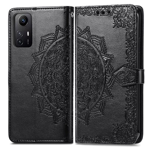 Leather Case Stands Fashionable Pattern Flip Cover Holder for Xiaomi Redmi Note 12S Black