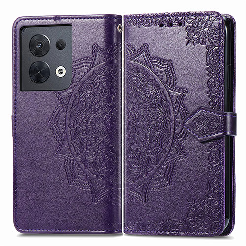 Leather Case Stands Fashionable Pattern Flip Cover Holder for Xiaomi Redmi Note 13 5G Purple