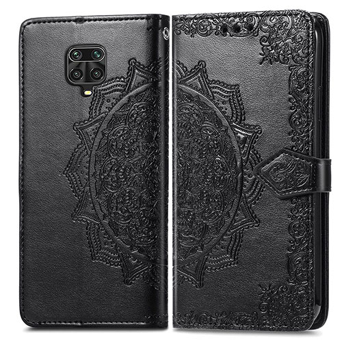 Leather Case Stands Fashionable Pattern Flip Cover Holder for Xiaomi Redmi Note 9 Pro Max Black