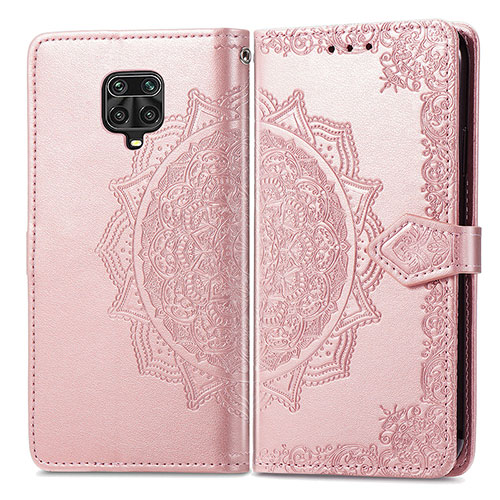 Leather Case Stands Fashionable Pattern Flip Cover Holder for Xiaomi Redmi Note 9 Pro Max Rose Gold