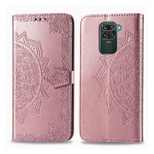 Leather Case Stands Fashionable Pattern Flip Cover Holder for Xiaomi Redmi Note 9 Rose Gold