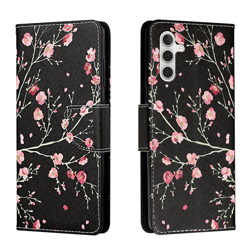 Leather Case Stands Fashionable Pattern Flip Cover Holder H01X for Samsung Galaxy A04s Black