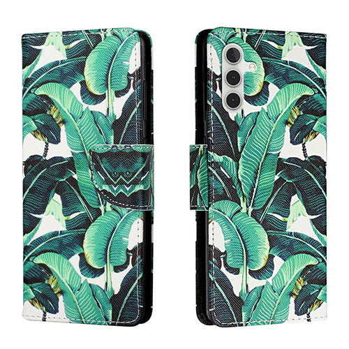 Leather Case Stands Fashionable Pattern Flip Cover Holder H01X for Samsung Galaxy A13 5G Green