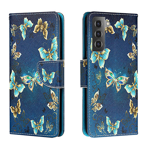 Leather Case Stands Fashionable Pattern Flip Cover Holder H01X for Samsung Galaxy S23 5G Navy Blue