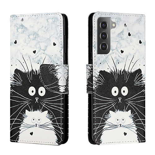 Leather Case Stands Fashionable Pattern Flip Cover Holder H01X for Samsung Galaxy S23 Plus 5G Gray