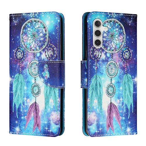 Leather Case Stands Fashionable Pattern Flip Cover Holder H02X for Samsung Galaxy A13 5G Blue