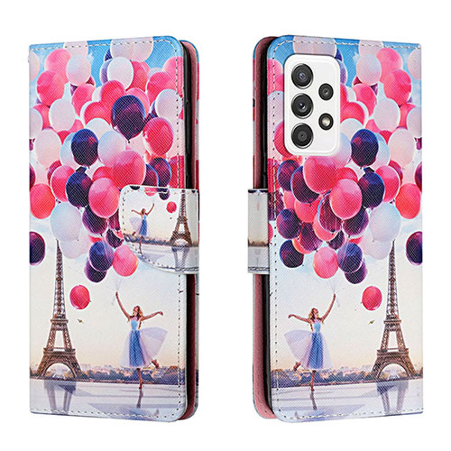 Leather Case Stands Fashionable Pattern Flip Cover Holder H02X for Samsung Galaxy A33 5G Mixed