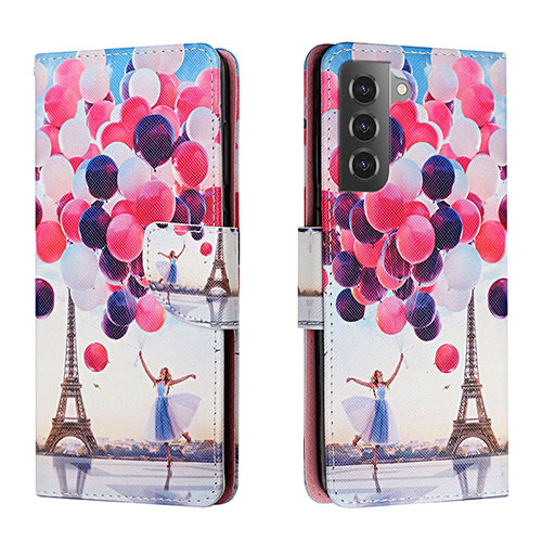 Leather Case Stands Fashionable Pattern Flip Cover Holder H02X for Samsung Galaxy S22 Plus 5G Mixed