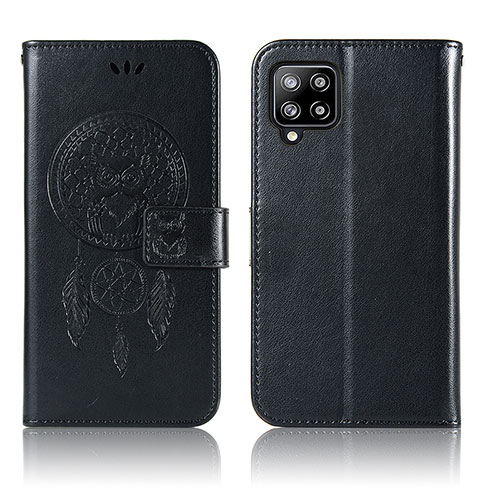 Leather Case Stands Fashionable Pattern Flip Cover Holder JX1 for Samsung Galaxy A22 4G Black