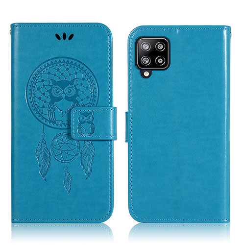 Leather Case Stands Fashionable Pattern Flip Cover Holder JX1 for Samsung Galaxy A22 4G Blue