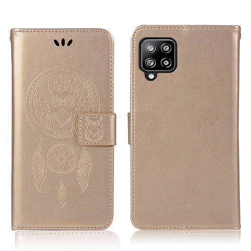 Leather Case Stands Fashionable Pattern Flip Cover Holder JX1 for Samsung Galaxy A22 4G Gold