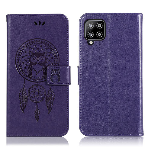 Leather Case Stands Fashionable Pattern Flip Cover Holder JX1 for Samsung Galaxy A22 4G Purple