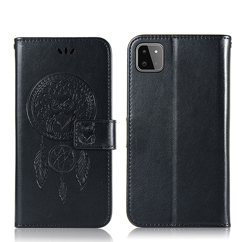 Leather Case Stands Fashionable Pattern Flip Cover Holder JX1 for Samsung Galaxy A22s 5G Black