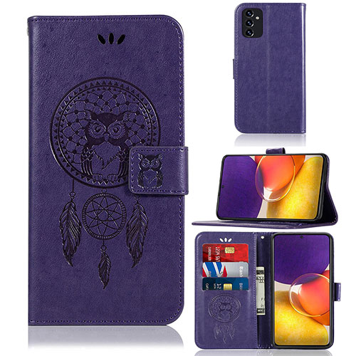 Leather Case Stands Fashionable Pattern Flip Cover Holder JX1 for Samsung Galaxy A24 4G Purple