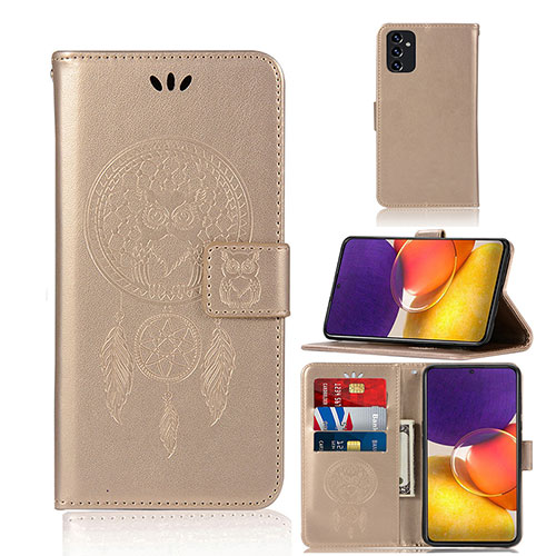 Leather Case Stands Fashionable Pattern Flip Cover Holder JX1 for Samsung Galaxy A34 5G Gold