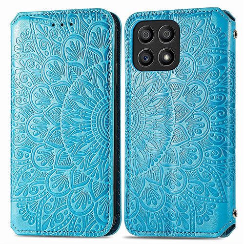 Leather Case Stands Fashionable Pattern Flip Cover Holder S01D for Huawei Honor X30i Blue