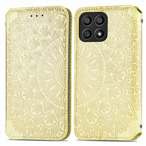 Leather Case Stands Fashionable Pattern Flip Cover Holder S01D for Huawei Honor X30i Gold