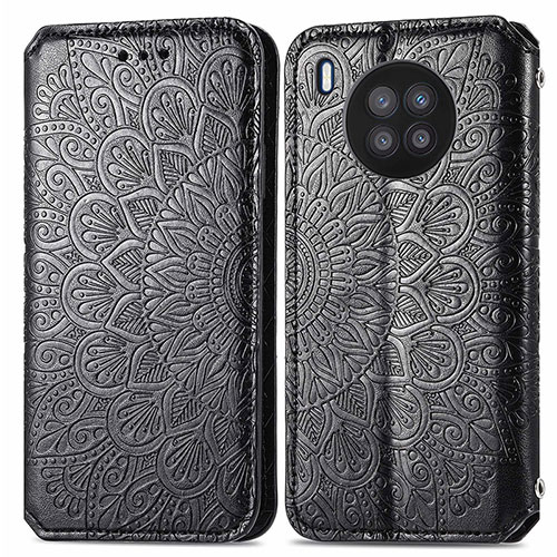 Leather Case Stands Fashionable Pattern Flip Cover Holder S01D for Huawei Nova 8i Black