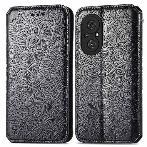 Leather Case Stands Fashionable Pattern Flip Cover Holder S01D for Huawei Nova 9 SE Black