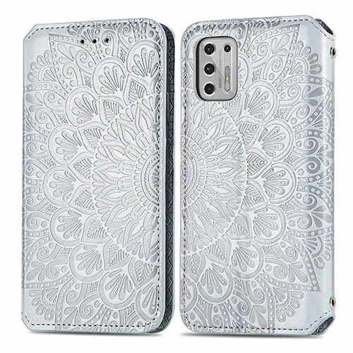 Leather Case Stands Fashionable Pattern Flip Cover Holder S01D for Motorola Moto G Stylus (2021) Silver