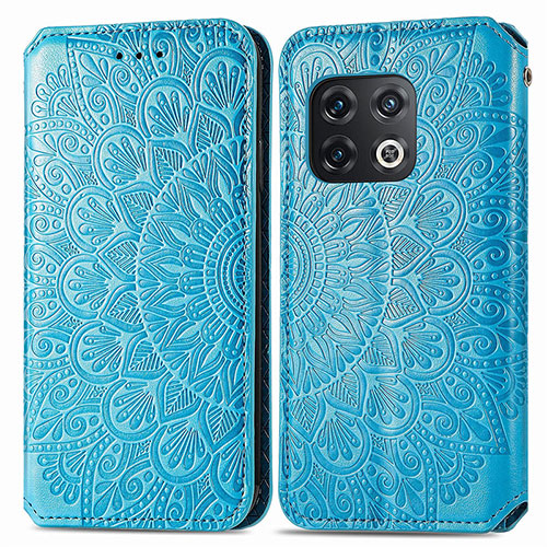 Leather Case Stands Fashionable Pattern Flip Cover Holder S01D for OnePlus 10 Pro 5G Blue