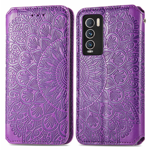 Leather Case Stands Fashionable Pattern Flip Cover Holder S01D for Realme GT Master Explorer 5G Purple