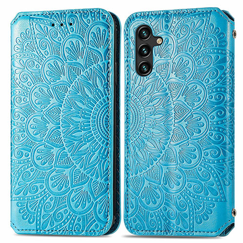 Leather Case Stands Fashionable Pattern Flip Cover Holder S01D for Samsung Galaxy A04s Blue