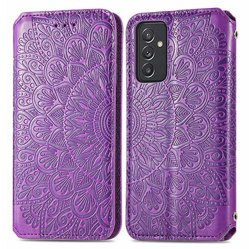 Leather Case Stands Fashionable Pattern Flip Cover Holder S01D for Samsung Galaxy A05s Purple